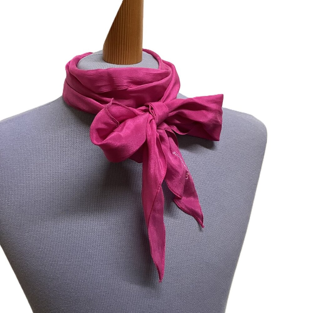 Liz Claiborne Silky Scarf Pointed Ends Bright Pink Vintage Hair Bow Tie Headband